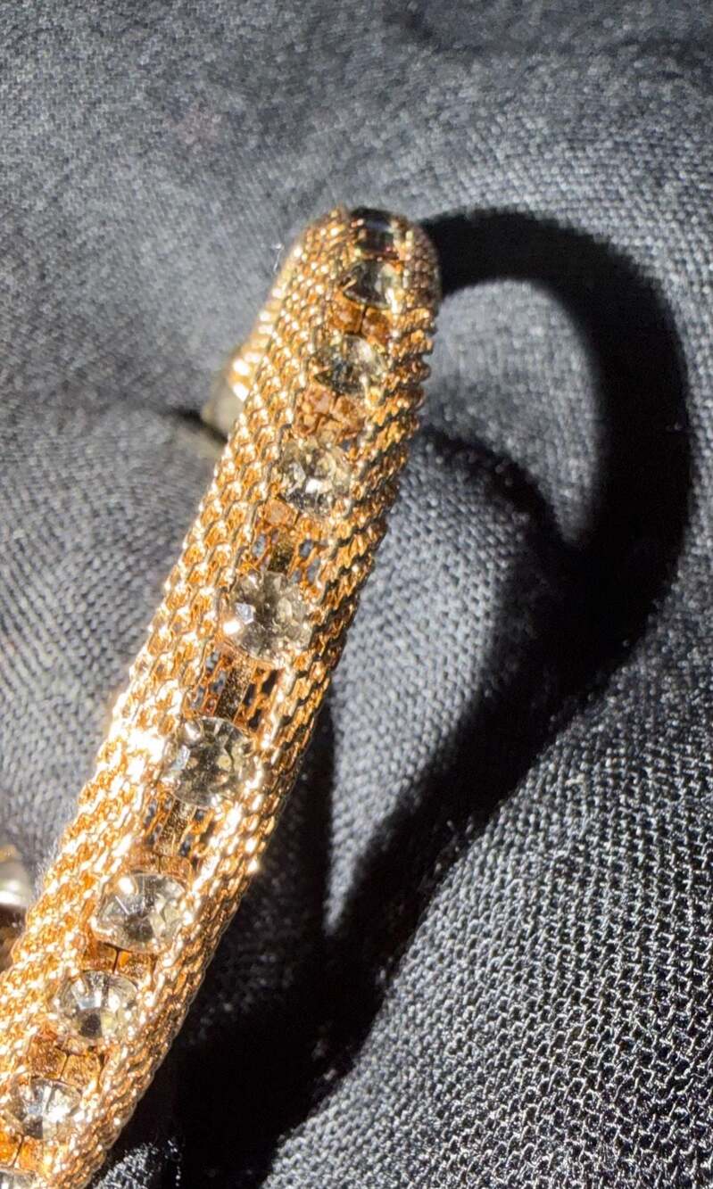 Vintage 1940s Crown Trifari Gold Plated Tessellated Honeycomb Bracelet